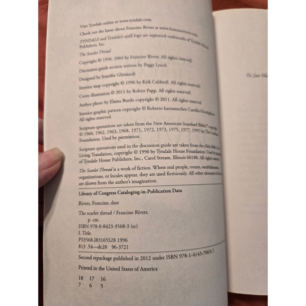 The Scarlet Thread by Francine Rivers Paperback Christian Fiction 9781414370637 - Picture 4 of 4